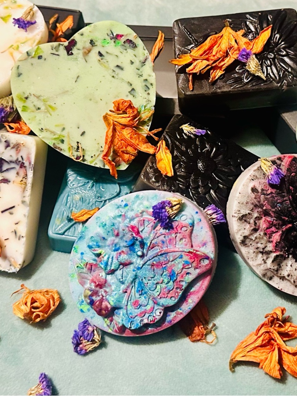 Handcrafted Floral Butterfly Soap Bar - Multicolor sets of 3